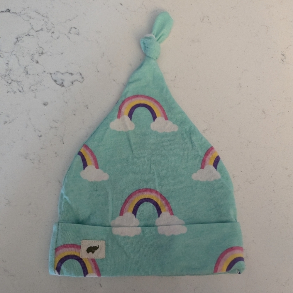 Monica + Andy Aqua Rainbow Print Baby Beanie